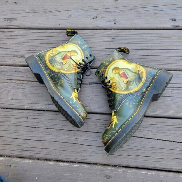 Dr Martens Giovanni Di Paolo Green Leather Museum Collection Combat Boots 8 - Picture 3 of 8